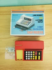 Vtg Mint Solar Power Cash Register Toy LCD Electronic Calculator  Large Readout