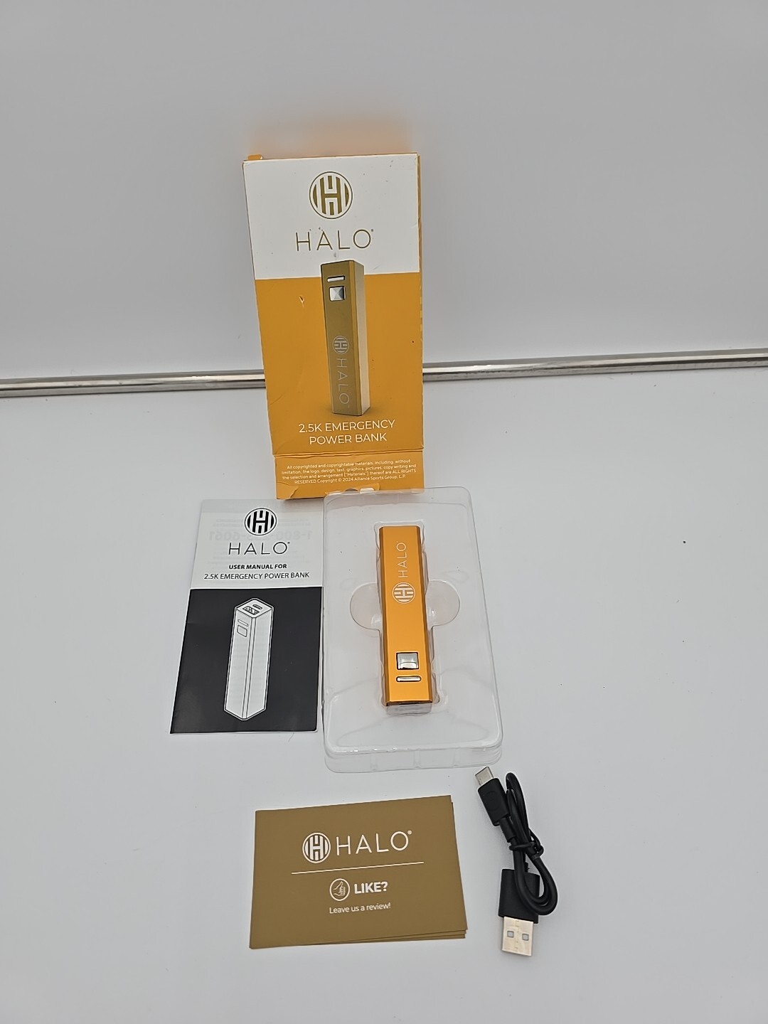 Halo 2.5K Emergency Power Bank USB-C Input.USB-A Output.LED Indicator New