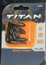 10 Titan Bullet Points 9/32" 100-grain NEW