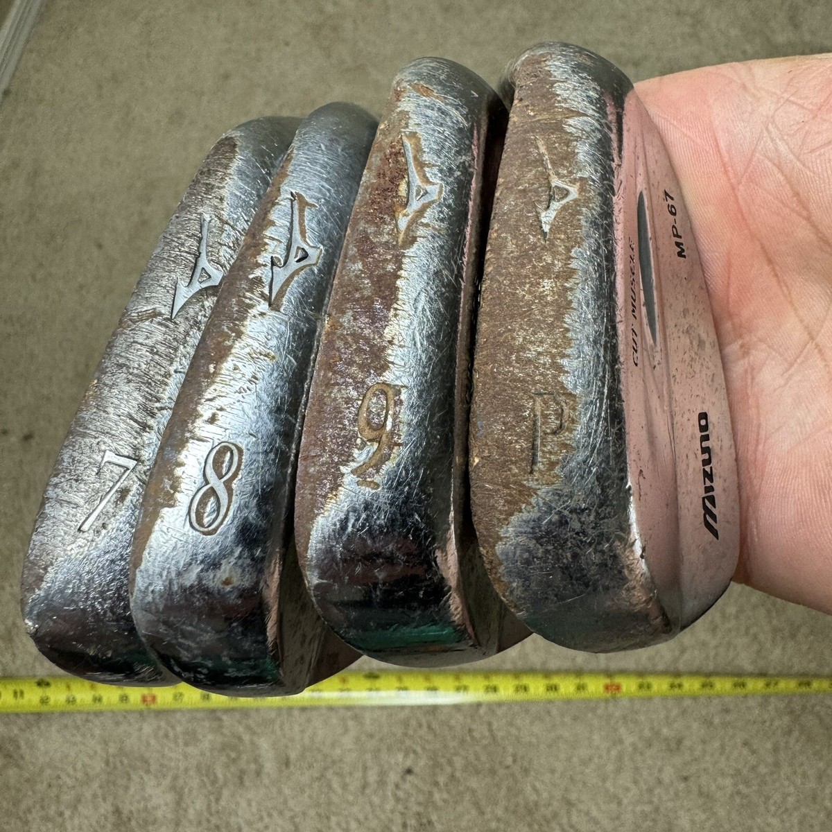 Mizuno MP-67 7-PW Irons RH Cut Muscle Grain Flow Forged Stiff