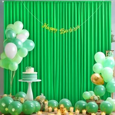Green Backdrop Curtain for Parties Baby Shower Wrinkle Free Green Photo Curta...