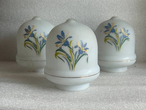 Vintage Main Peinture Verre Lanterne Lamp Bougeoir / Cheminée Nuance, 3 Pièce - Photo 2 sur 16