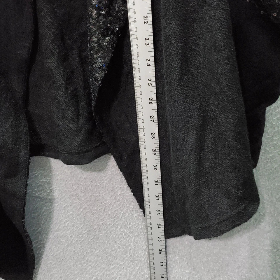 Chaqueta Juicy Couture Mujer Mediana Negra Chaleco Sin Mangas Lentejuelas Frente Abierto Foto 3 de 4