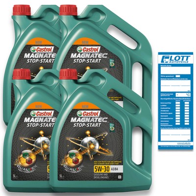 4x 5 Liter  Castrol Motorenöl Magnatec Start-Stop 5W-30 A3/B4 Motoröl Oil 15C94C