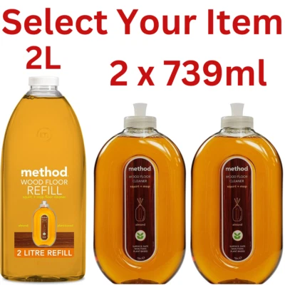 Method Wood Floor Cleaner Almond Refill Biodegradable Plant-based Non Toxic 2L