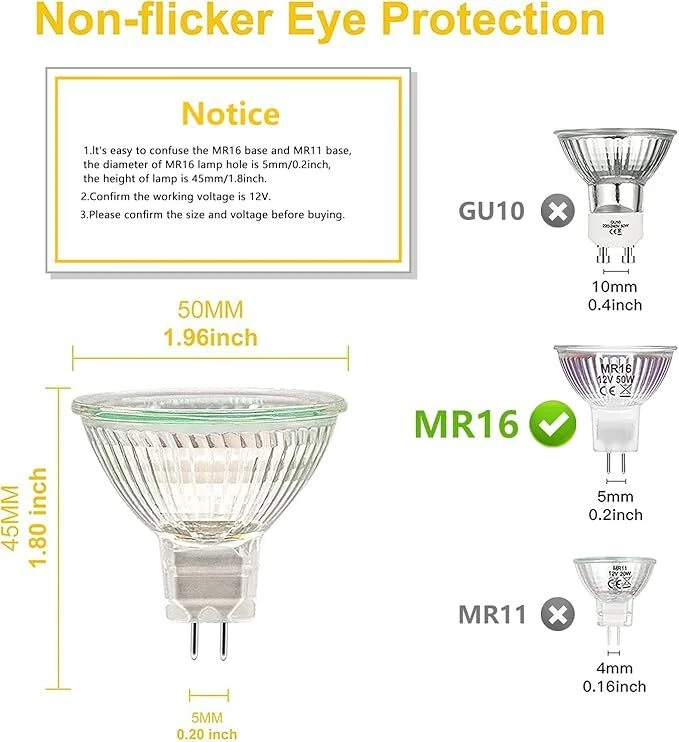 50w MR16 GU5.3 Long Life Halogen Lamp Bulb Dimmable Warm White Spot Light Bulb. - Image 4 of 4