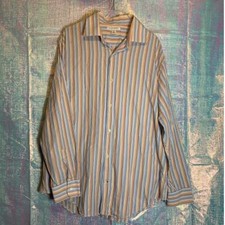 Banana Republic Multicolored Striped Button Down Men 100 Cotton Dress Shirt XL