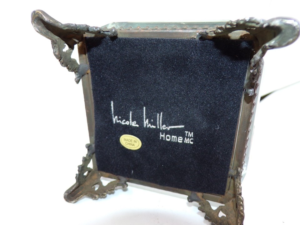 NICOLE MILLER Bird Flowers & Butterflies Ormolu Beveled Glass Jewelry