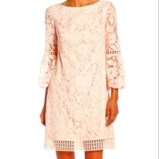 Eliza J Pink Lace Bell Sleeve Shift Dress Size 8