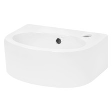 Lavabo da appoggio ceramica bianco tondo lavandino lavello bagno 335x255x130 mm