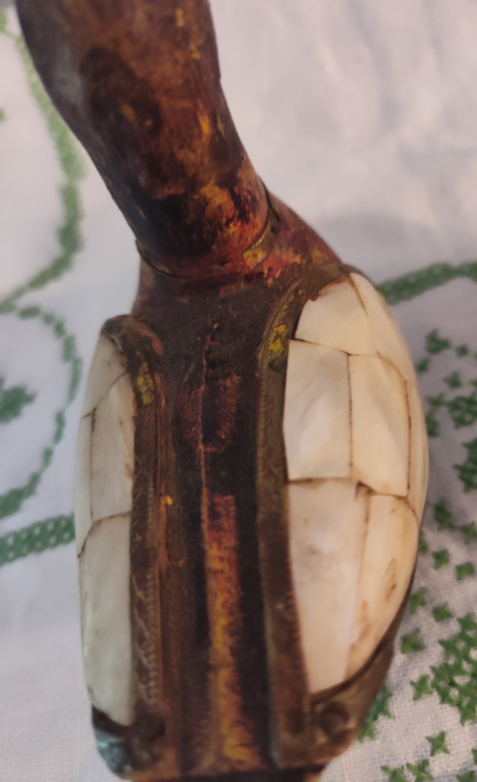 Vintage Set Of Rajasthani Duck Sculptures Mother Of Pearl Inlay & Brass Gorgeous