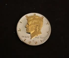 DANBURY MINT  2001-P KENNEDY HALF DOLLAR-GOLD AND SILVER PLATED - BEAUTIFUL COIN