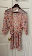 LA Intimates Sheer Floral Short Robe Lingerie Vintage Sz L/XL
