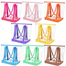 8 Pieces Clear Tote Bags Shoulder Handbag Security Approved See Through Bag w...