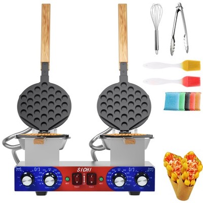 Bubble Waffle Maker - Commercial Egg Waffle Maker w/Two Non-stick Baking Pans...