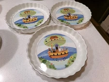 VILLEROY BOCH DESIGN NAIF LOT OF 3 QUICHE DISHES NOAH'S ARK