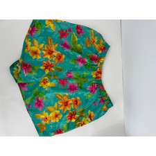 Vintage Victorias Secret Gold Label Teal Tropical Floral Jacquard Tap Pants Sz L