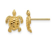 Sea Turtle Earrings in 14K Yellow Gold
