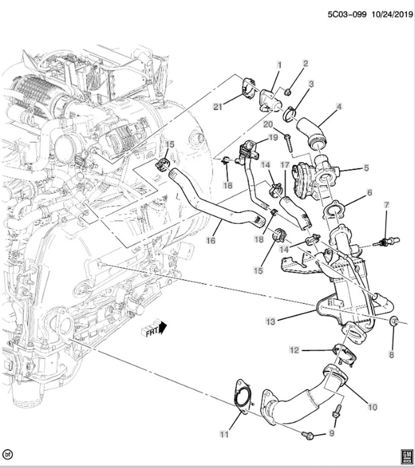 Válvula de recirculación de escape L6 3,0 L Cadillac Escalade Chevrolet Tahoe GMC Yukon Foto 2 de 4