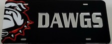 Uga Bulldogs Dawgs Black Mirror License Plate Laser Cut Inlaid Acrylic Auto Tag