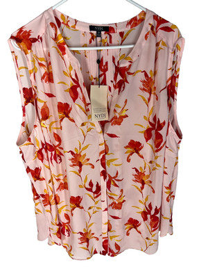 NYDJ Pintuck Blouse Plus Size 2X Pink Sleeveless Summer Spring Top NEW NWT