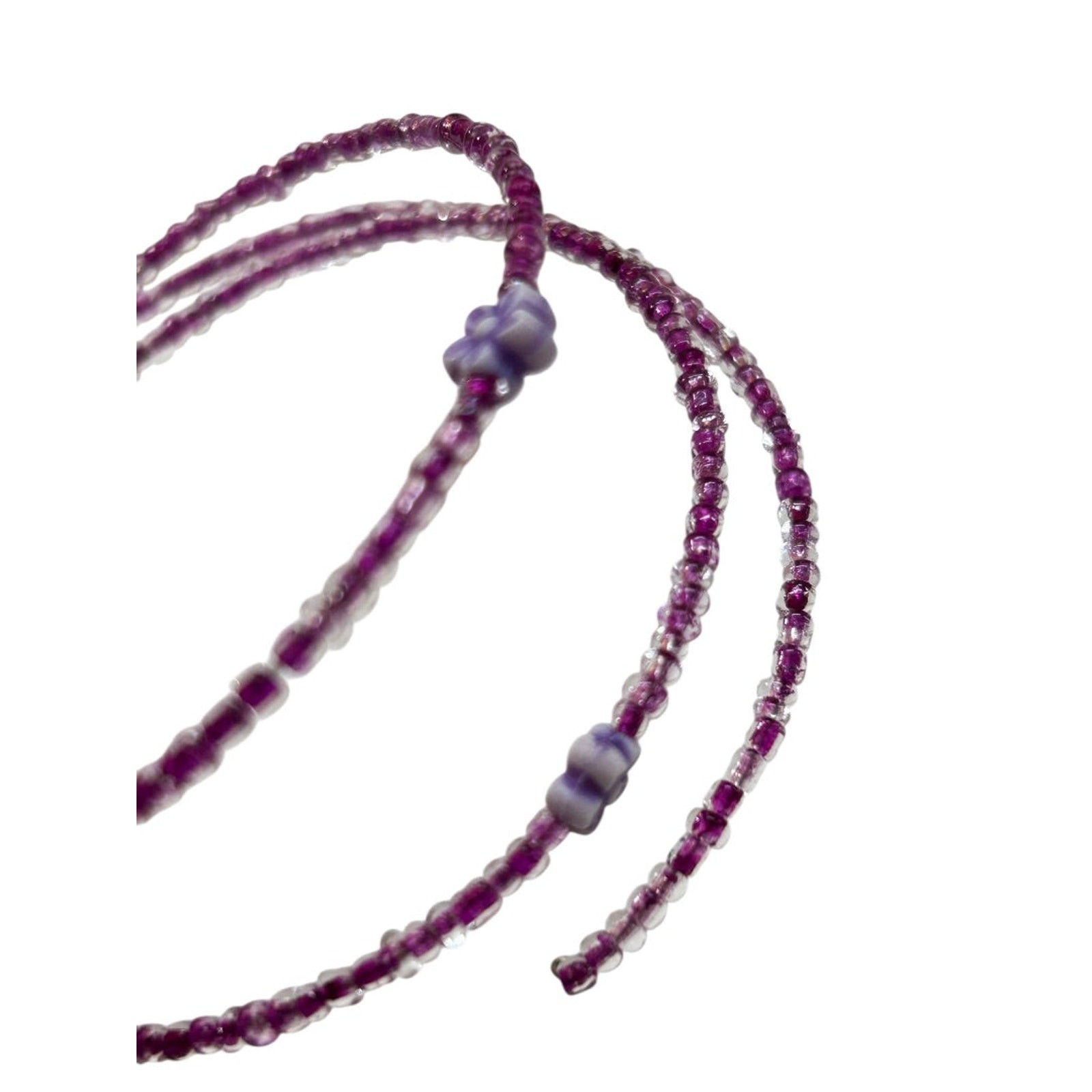 Delicate Beaded Wire Bracelet Adjustable Purple F… - image 4