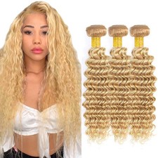 Human hair bundles 22 24 26 inch gp27613 gold blonde kinky curly