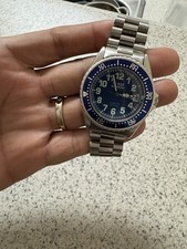 Orologio GUESS Waterpro Uomo Tipo Submariner Quadrante Blu Lunetta Blu 1996 Vintage