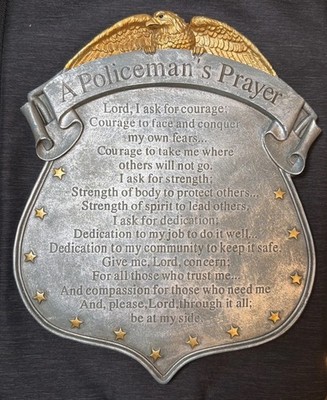 Spoontiques  A Policeman s Prayer  Wall Plaque Sign ~Shield & Golden Eagle 
