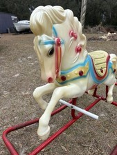 Vintage Carousel Rocking Horse Steel Frame Molded Body Radio Flyer USA Made