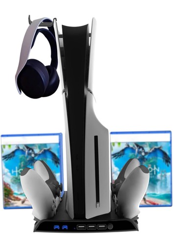 PS5 Charging Stand For PS5 Slim Console With Dual Controller Charging Docks C2