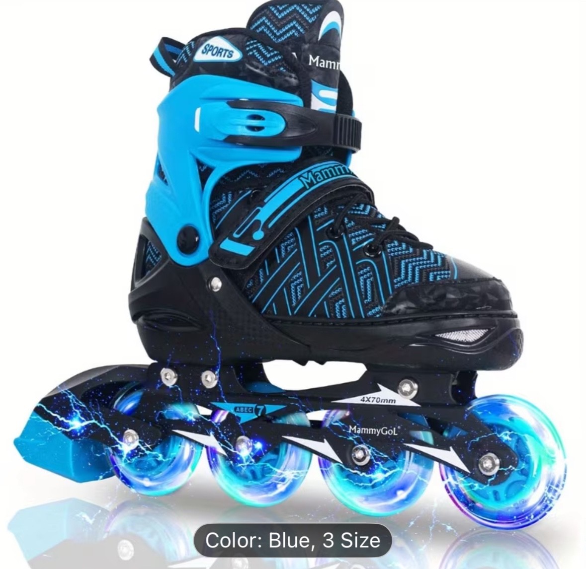 Inline Skates, Roller Skates, Adjustable with All Illuminating Wheels, for Boys