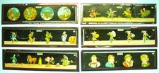 Lot of 6 ANTIQUE MAGIC LANTERN GLASS SLIDES Children CARTOONS Germany 6" X 1.5"