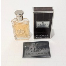 Vtg Ralph Lauren Safari for Men EDT 3/8 fl oz 11ml Splash Mini Cosmair Logo Pin