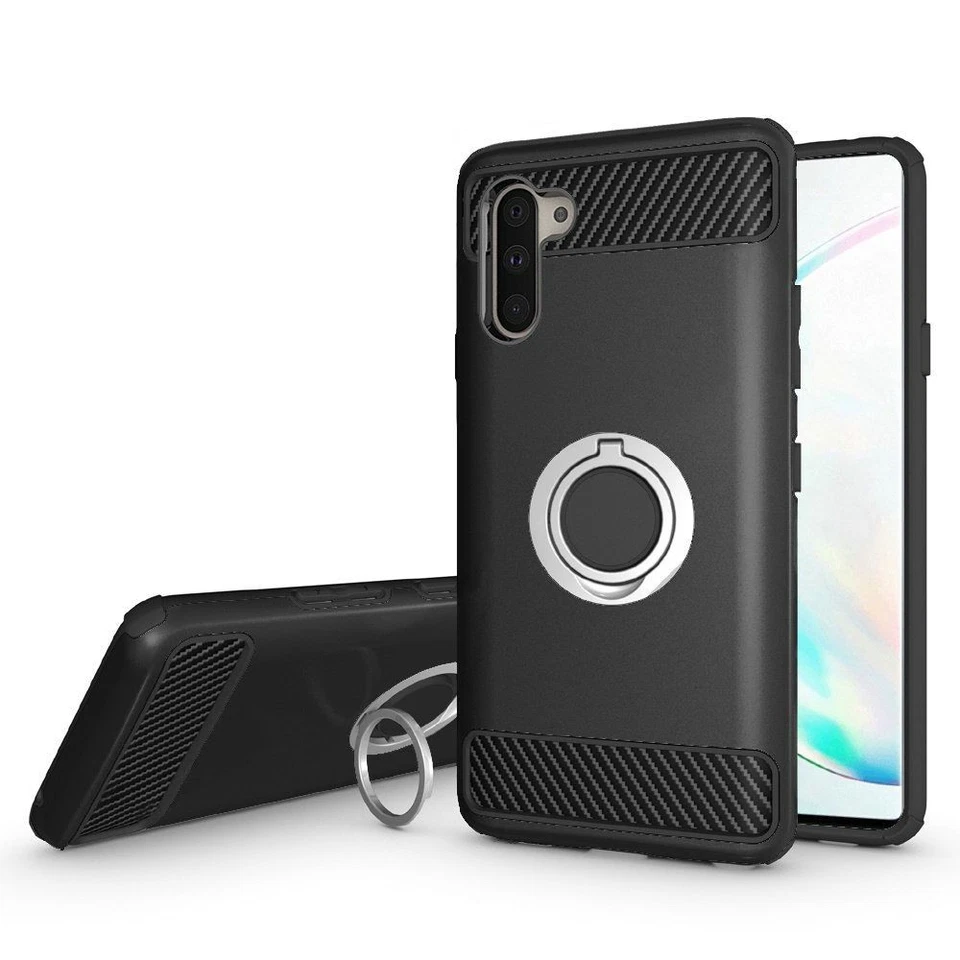 Capa híbrida elegante GSA com suporte de anel para Samsung Galaxy Note 10 - Preta - Imagem 2 de 3