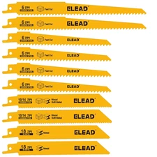 10-Piece Bi-Metal Reciprocating Saw Blade Set, Premium 6 & 8 Inch Wood & Metal C