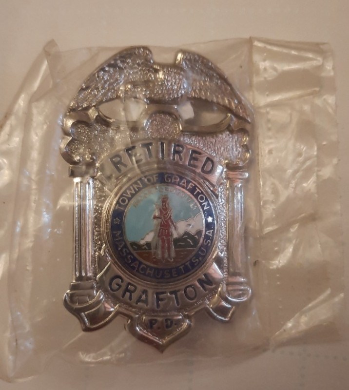 Grafton Massachusetts Police Department ~ Retired ~ Badge ~ New in Package