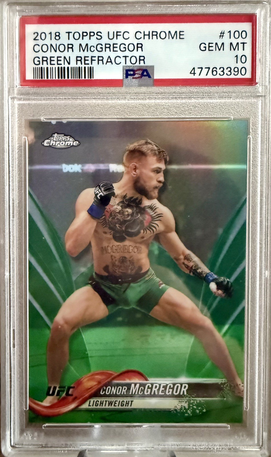2018 Topps UFC Chrome Conor McGregor Green Refractor /99 PSA 10