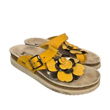 Mephisto Helen Flower Women's Sandals Sz 7 / EU 37 Mustard Yellow Toe Post