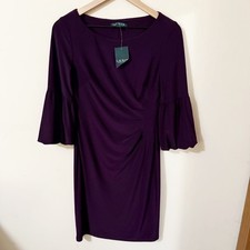 NWT Lauren Ralph Lauren Purple Sheath Long Sleeve Dress Size 4 Office Business