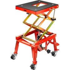 Hydraulic Motorcycle Lift Table 350lb Scissor Jack Bike Stand W Wheels Garage
