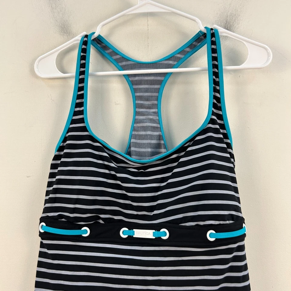 Camiseta sin mangas acolchada a rayas negras Nautica mediana para mujer 20889 Foto 3 de 4