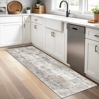 2x5 Non-Slip Washable Runner Rug   Modern Neutral Abstract Small Rug for Hall...