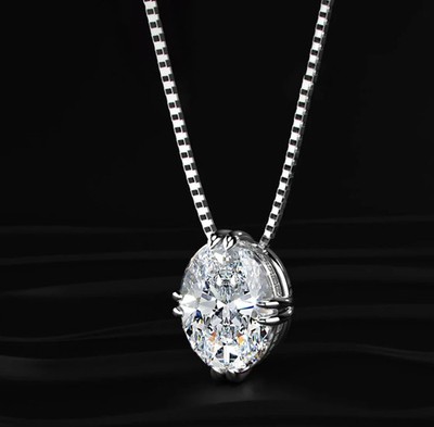 RARE 9.10 Ct Certified White Treated Diamond Solitaire Pendant in 925 Silver