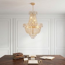 22 inch French Gold Crystal Chandelier Luxury 10 Light Pendant Kitchen Fixture