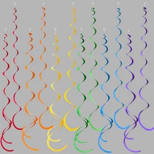 36 Pcs Rainbow Hanging Swirl Decorations Colorful Felt Swirl Streamer Spiral Cei