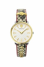 Versace V-Circle Two-Tone Women's Snake Print Leather Watch VE8101119 MSRP $450