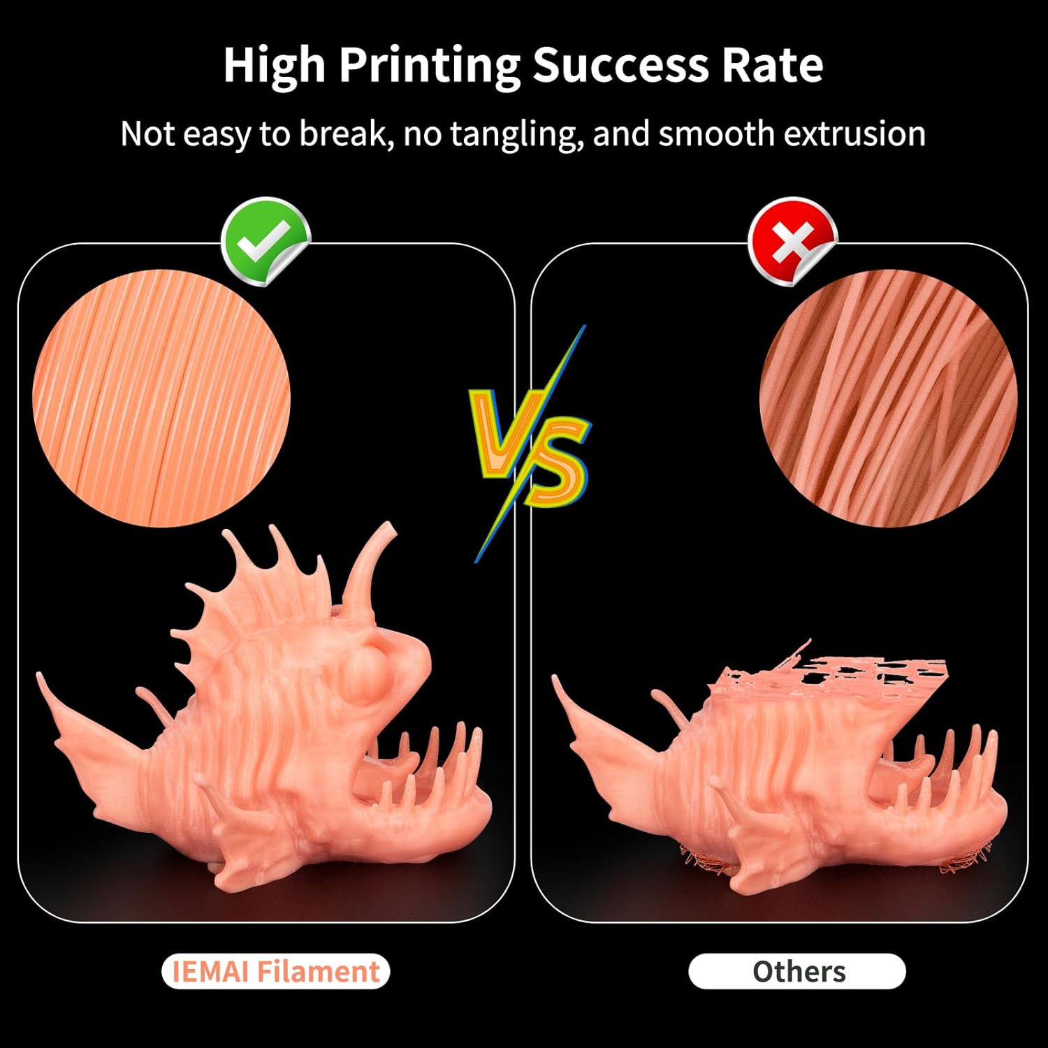 Luminous PETG Filament 1,75mm, Orange 1Kg, Glow in the Dark PETG 3D Drucker Fila - Bild 4