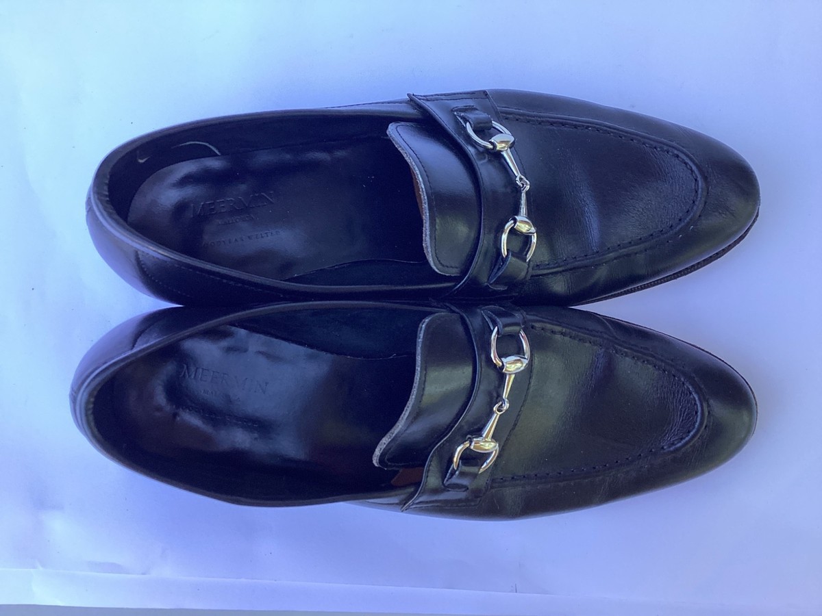 Meermin Black Goodyear Welted Leather Loafers UK7.5 US8.5 Black Meermin Silver Horse Bit Goodyear Welted Loafers 9.5  main image 3