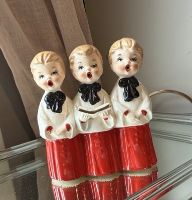 Rare Vintage Japan 50s Holiday Choir Boy Singers Red, Black & Ivory Planter